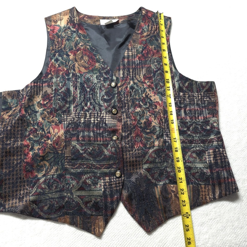 Lady Eva Laurel New York Vintage Tapestry Vest Womens 2X Floral Patchwork USA - Picture 2 of 10